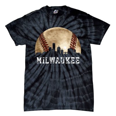 Milwaukee Skyline City Vintage Baseball Lover Tie-Dye T-Shirt