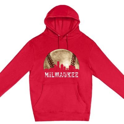 Milwaukee Skyline City Vintage Baseball Lover Premium Pullover Hoodie