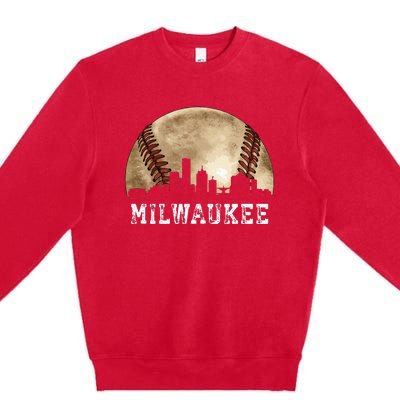 Milwaukee Skyline City Vintage Baseball Lover Premium Crewneck Sweatshirt