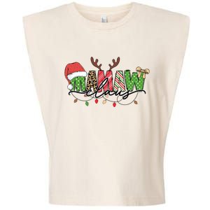 Mamaw Santa Claus Christmas Lights Pajama Family Matching Cool Gift Garment-Dyed Women's Muscle Tee