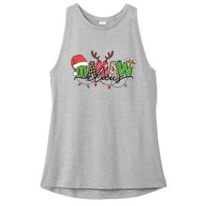 Mamaw Santa Claus Christmas Lights Pajama Family Matching Cool Gift Ladies PosiCharge Tri-Blend Wicking Tank