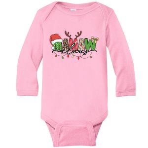 Mamaw Santa Claus Christmas Lights Pajama Family Matching Cool Gift Baby Long Sleeve Bodysuit