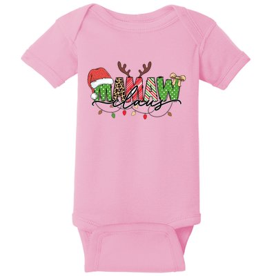 Mamaw Santa Claus Christmas Lights Pajama Family Matching Cool Gift Baby Bodysuit