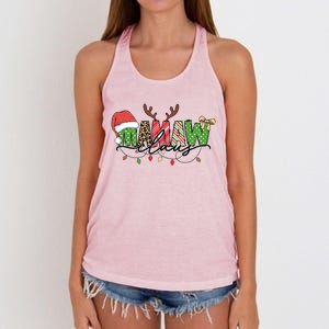 Mamaw Santa Claus Christmas Lights Pajama Family Matching Cool Gift Women's Knotted Racerback Tank