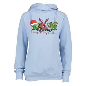 Mamaw Santa Claus Christmas Lights Pajama Family Matching Cool Gift Womens Funnel Neck Pullover Hood