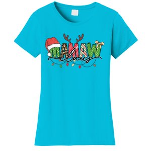 Mamaw Santa Claus Christmas Lights Pajama Family Matching Cool Gift Women's T-Shirt