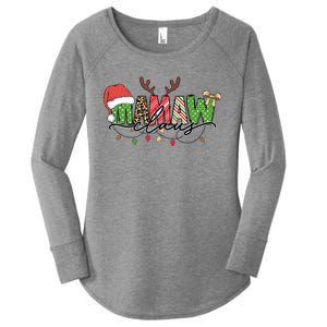 Mamaw Santa Claus Christmas Lights Pajama Family Matching Cool Gift Women's Perfect Tri Tunic Long Sleeve Shirt