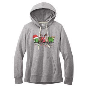 Mamaw Santa Claus Christmas Lights Pajama Family Matching Cool Gift Women's Fleece Hoodie