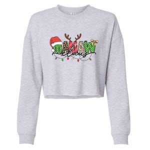 Mamaw Santa Claus Christmas Lights Pajama Family Matching Cool Gift Cropped Pullover Crew