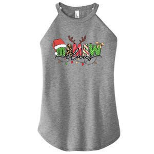 Mamaw Santa Claus Christmas Lights Pajama Family Matching Cool Gift Women's Perfect Tri Rocker Tank