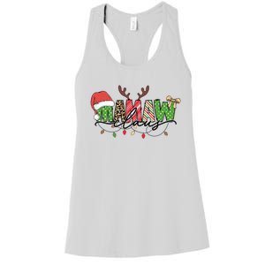 Mamaw Santa Claus Christmas Lights Pajama Family Matching Cool Gift Women's Racerback Tank