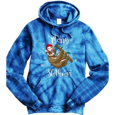 Merry Slothmas Christmas Funny Sloth Gift Tie Dye Hoodie