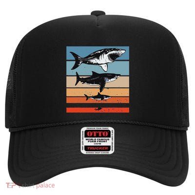 Megalodon Size Comparison Sharks Giant Prehistoric Diver High Crown Mesh Back Trucker Hat