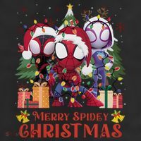 Merry Spidey Christmas Funny Super Hero Santa Claus 7 Panel Mesh Trucker Snapback Hat