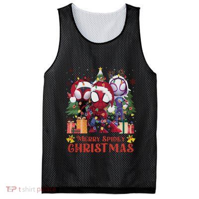 Merry Spidey Christmas Funny Super Hero Santa Claus Mesh Reversible Basketball Jersey Tank