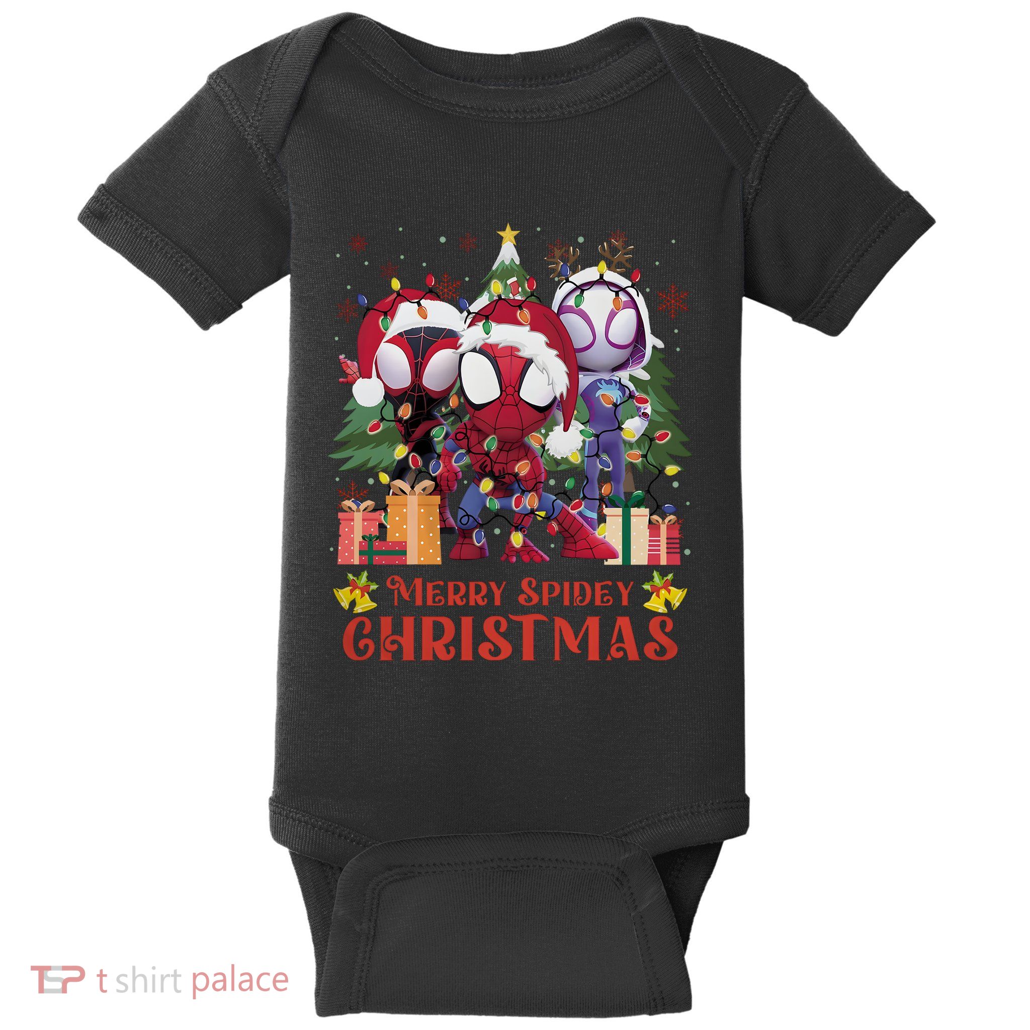 Merry Spidey Christmas Funny Super Hero Santa Claus Baby Bodysuit