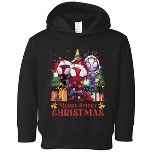 Merry Spidey Christmas Funny Super Hero Santa Claus Toddler Hoodie