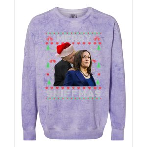 Merry Sniffmas Christmas Anti Biden Ugly Christmas Sweater Colorblast Crewneck Sweatshirt