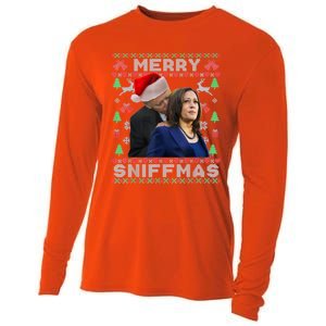 Merry Sniffmas Christmas Anti Biden Ugly Christmas Sweater Cooling Performance Long Sleeve Crew