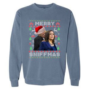 Merry Sniffmas Christmas Anti Biden Ugly Christmas Sweater Garment-Dyed Sweatshirt