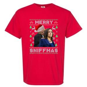 Merry Sniffmas Christmas Anti Biden Ugly Christmas Sweater Garment-Dyed Heavyweight T-Shirt