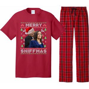 Merry Sniffmas Christmas Anti Biden Ugly Christmas Sweater Pajama Set