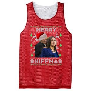 Merry Sniffmas Christmas Anti Biden Ugly Christmas Sweater Mesh Reversible Basketball Jersey Tank