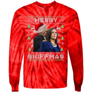 Merry Sniffmas Christmas Anti Biden Ugly Christmas Sweater Tie-Dye Long Sleeve Shirt