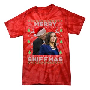 Merry Sniffmas Christmas Anti Biden Ugly Christmas Sweater Tie-Dye T-Shirt