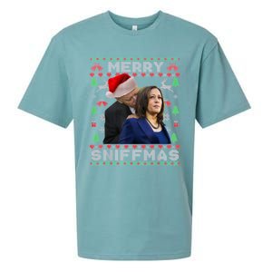 Merry Sniffmas Christmas Anti Biden Ugly Christmas Sweater Sueded Cloud Jersey T-Shirt