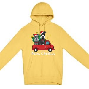 Miniature Schnauzer Christmas Truck Tree Mom Dad Xmas Gift Premium Pullover Hoodie