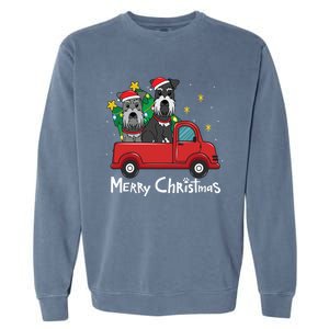 Miniature Schnauzer Christmas Truck Tree Mom Dad Xmas Gift Garment-Dyed Sweatshirt