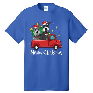 Miniature Schnauzer Christmas Truck Tree Mom Dad Xmas Gift Tall T-Shirt