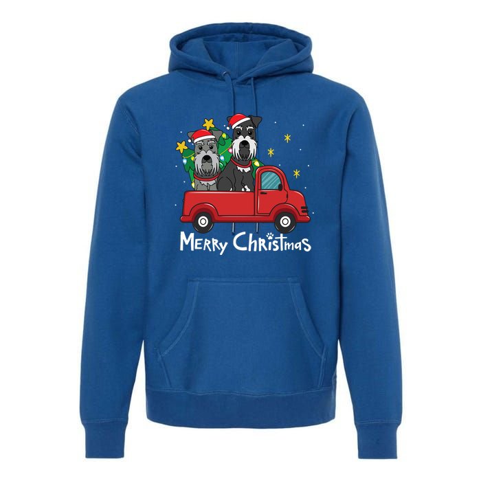 Miniature Schnauzer Christmas Truck Tree Mom Dad Xmas Gift Premium Hoodie