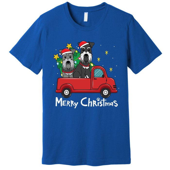 Miniature Schnauzer Christmas Truck Tree Mom Dad Xmas Gift Premium T-Shirt