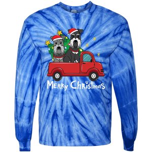 Miniature Schnauzer Christmas Truck Tree Mom Dad Xmas Gift Tie-Dye Long Sleeve Shirt