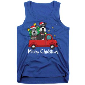 Miniature Schnauzer Christmas Truck Tree Mom Dad Xmas Gift Tank Top