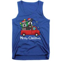 Miniature Schnauzer Christmas Truck Tree Mom Dad Xmas Gift Tank Top