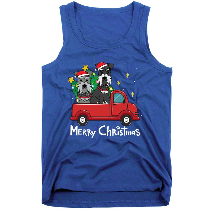 Miniature Schnauzer Christmas Truck Tree Mom Dad Xmas Gift Tank Top