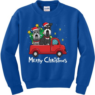 Miniature Schnauzer Christmas Truck Tree Mom Dad Xmas Gift Kids Sweatshirt