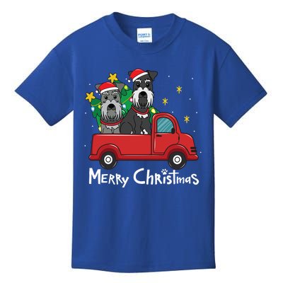 Miniature Schnauzer Christmas Truck Tree Mom Dad Xmas Gift Kids T-Shirt