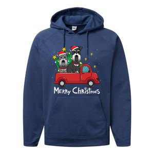 Miniature Schnauzer Christmas Truck Tree Mom Dad Xmas Gift Performance Fleece Hoodie