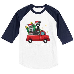 Miniature Schnauzer Christmas Truck Tree Mom Dad Xmas Gift Baseball Sleeve Shirt