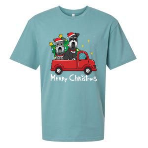 Miniature Schnauzer Christmas Truck Tree Mom Dad Xmas Gift Sueded Cloud Jersey T-Shirt