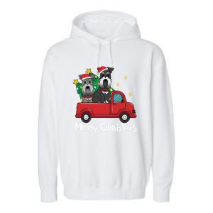 Miniature Schnauzer Christmas Truck Tree Mom Dad Xmas Gift Garment-Dyed Fleece Hoodie