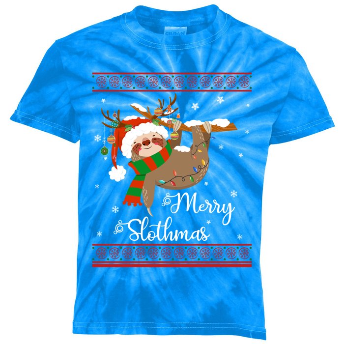 Merry Slothmas Christmas Pajama Cute Sloth Funny Sloth Lover Meaningful Gift Kids Tie-Dye T-Shirt