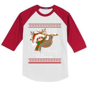 Merry Slothmas Christmas Pajama Cute Sloth Funny Sloth Lover Meaningful Gift Kids Colorblock Raglan Jersey