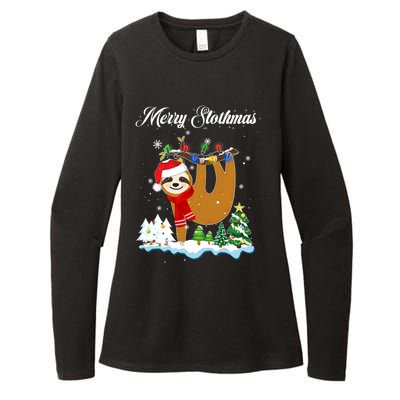 Merry Slothmas Christmas Pajama For Sloth Lovers Great Gift Womens CVC Long Sleeve Shirt