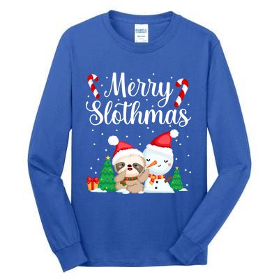 Merry Slothmas Christmas Pajama For Sloth Lovers Meaningful Gift Tall Long Sleeve T-Shirt