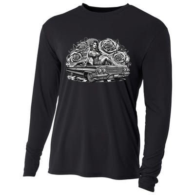 Mexican Street Culture Lowrider Latina Chola Model Cooling Performance Long Sleeve Crew
